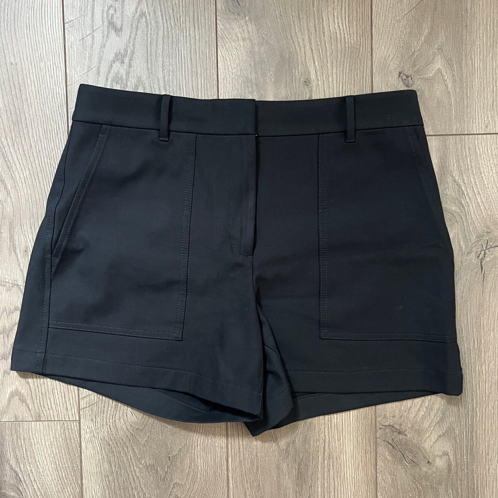 Ann Taylor Black Utility Patch Pocket Shorts Women 10 Stretch Cotton Twill